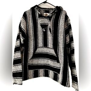 Men’s Earth Rags Long Sleeve pull over hoodie size XL black/white plaid